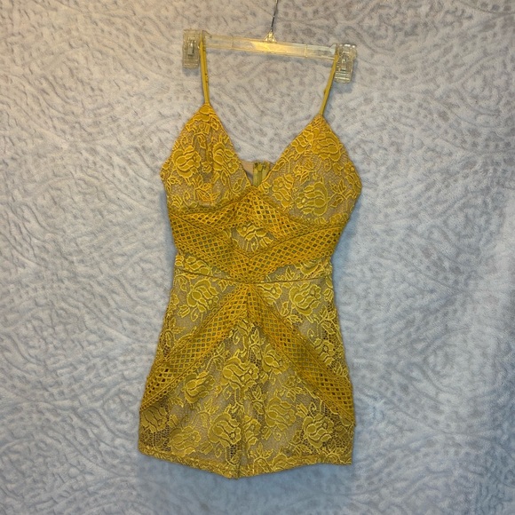 Miss Avenue Pants - Miss Avenue Gold Lace Romper